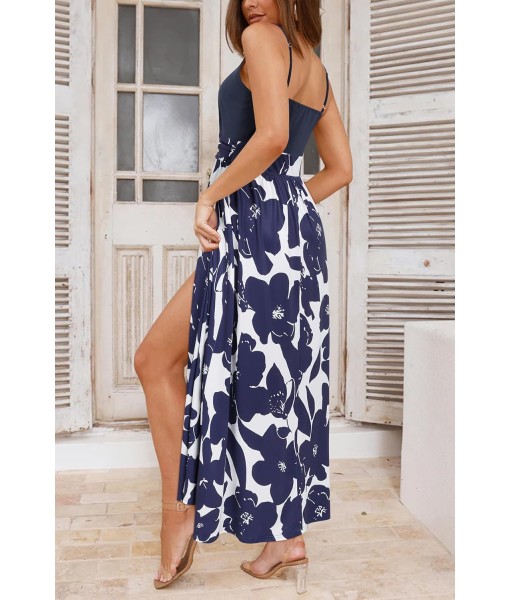 Newshows Women Summer 2025 Maxi Dress Vacation Floral Spaghetti Strap Spring Casual Boho Split Beach Long Flowy Sundress