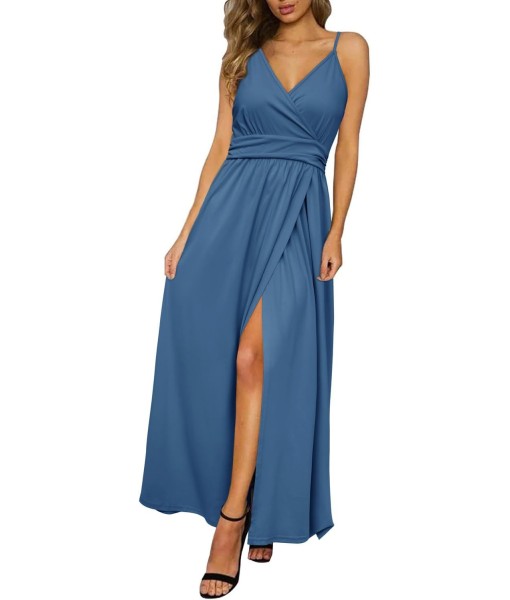 Newshows Women Summer 2025 Maxi Dress Vacation Floral Spaghetti Strap Spring Casual Boho Split Beach Long Flowy Sundress