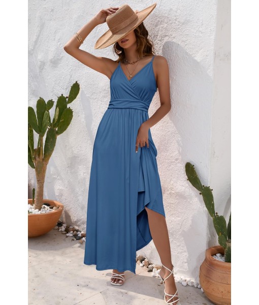 Newshows Women Summer 2025 Maxi Dress Vacation Floral Spaghetti Strap Spring Casual Boho Split Beach Long Flowy Sundress