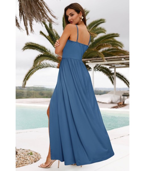 Newshows Women Summer 2025 Maxi Dress Vacation Floral Spaghetti Strap Spring Casual Boho Split Beach Long Flowy Sundress