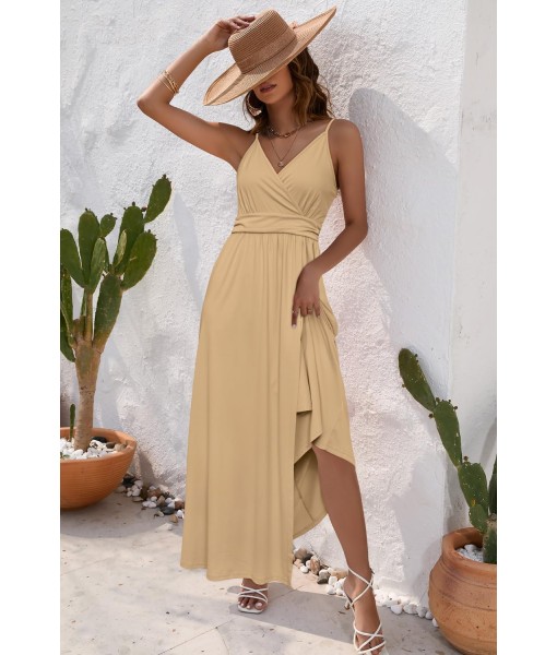Newshows Women Summer 2025 Maxi Dress Vacation Floral Spaghetti Strap Spring Casual Boho Split Beach Long Flowy Sundress