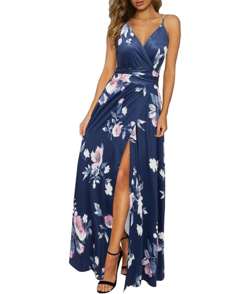 Newshows Women Summer 2025 Maxi Dress Vacation Floral Spaghetti Strap Spring Casual Boho Split Beach Long Flowy Sundress