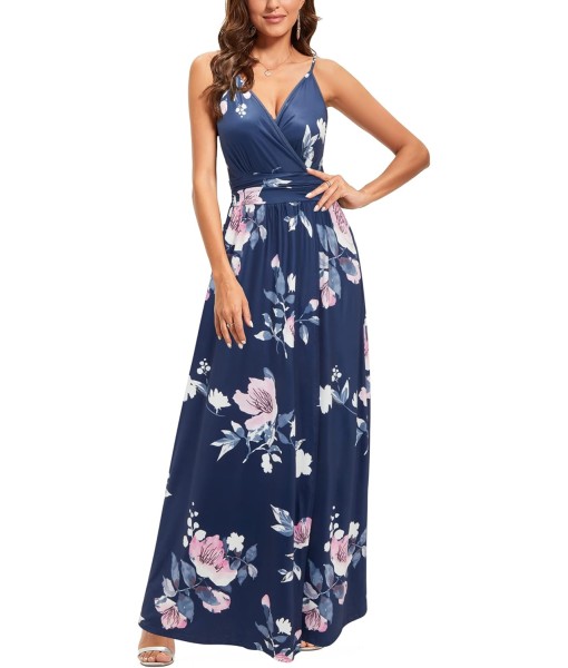 Newshows Women Summer 2025 Maxi Dress Vacation Floral Spaghetti Strap Spring Casual Boho Split Beach Long Flowy Sundress