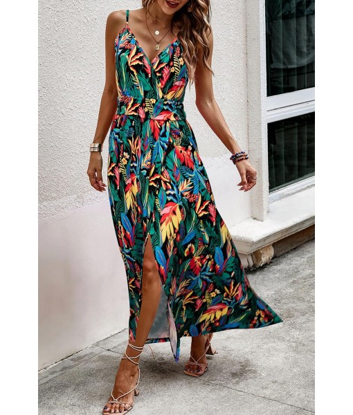 Newshows Women Summer 2025 Maxi Dress Vacation Floral Spaghetti Strap Spring Casual Boho Split Beach Long Flowy Sundress