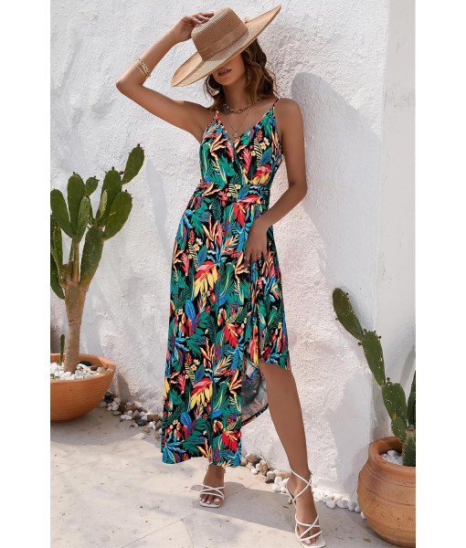 Newshows Women Summer 2025 Maxi Dress Vacation Floral Spaghetti Strap Spring Casual Boho Split Beach Long Flowy Sundress