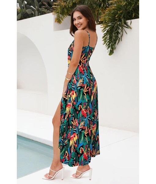 Newshows Women Summer 2025 Maxi Dress Vacation Floral Spaghetti Strap Spring Casual Boho Split Beach Long Flowy Sundress