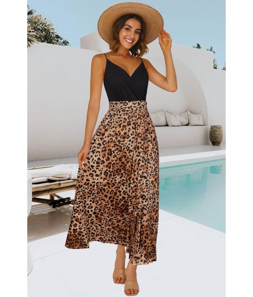 Newshows Women Summer 2025 Maxi Dress Vacation Floral Spaghetti Strap Spring Casual Boho Split Beach Long Flowy Sundress