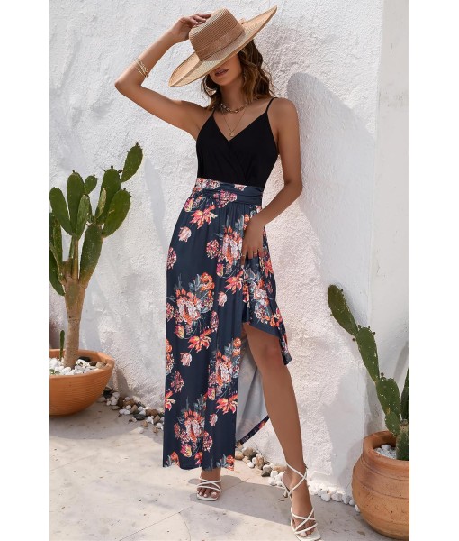 Newshows Women Summer 2025 Maxi Dress Vacation Floral Spaghetti Strap Spring Casual Boho Split Beach Long Flowy Sundress