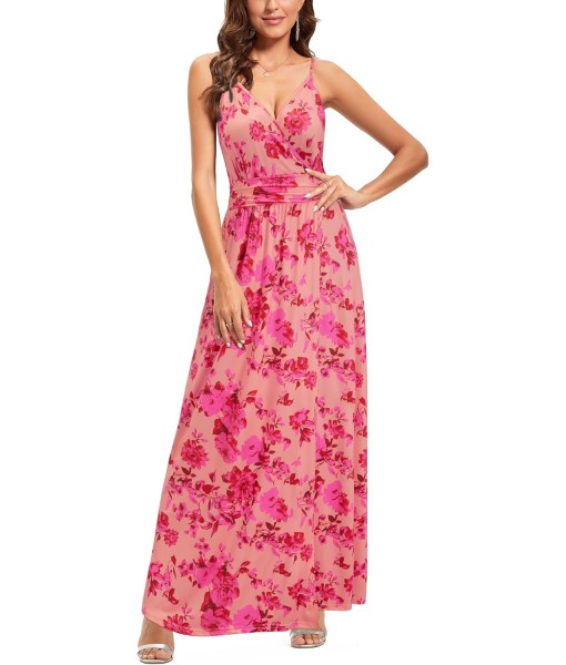 Newshows Women Summer 2025 Maxi Dress Vacation Floral Spaghetti Strap Spring Casual Boho Split Beach Long Flowy Sundress