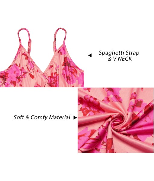 Newshows Women Summer 2025 Maxi Dress Vacation Floral Spaghetti Strap Spring Casual Boho Split Beach Long Flowy Sundress