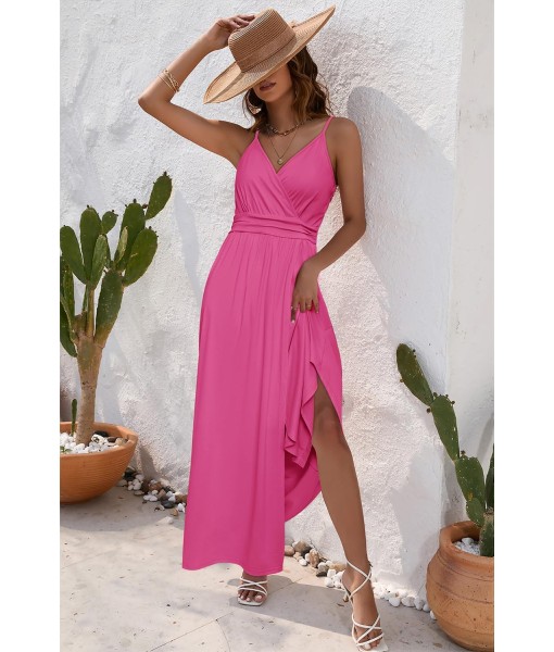 Newshows Women Summer 2025 Maxi Dress Vacation Floral Spaghetti Strap Spring Casual Boho Split Beach Long Flowy Sundress