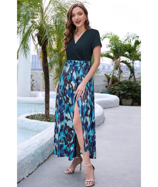 Newshows Women Summer 2025 Maxi Dress Vacation Floral Spaghetti Strap Spring Casual Boho Split Beach Long Flowy Sundress