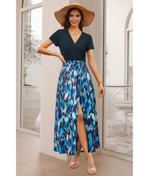 Newshows Women Summer 2025 Maxi Dress Vacation Floral Spaghetti Strap Spring Casual Boho Split Beach Long Flowy Sundress