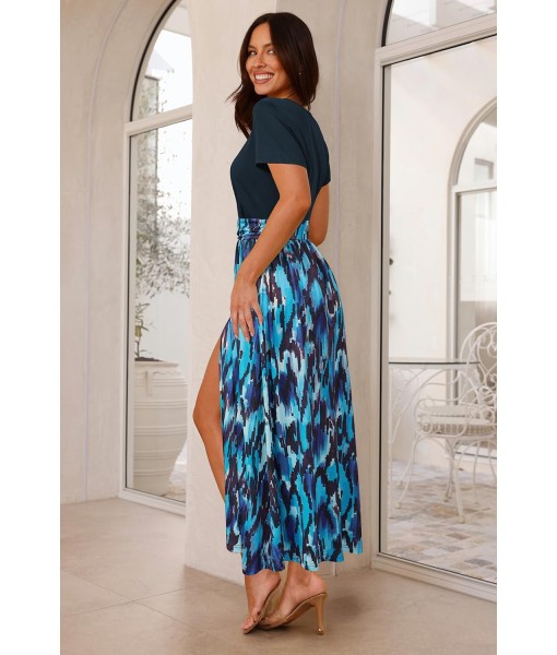 Newshows Women Summer 2025 Maxi Dress Vacation Floral Spaghetti Strap Spring Casual Boho Split Beach Long Flowy Sundress