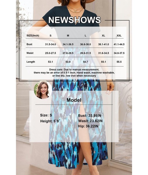 Newshows Women Summer 2025 Maxi Dress Vacation Floral Spaghetti Strap Spring Casual Boho Split Beach Long Flowy Sundress