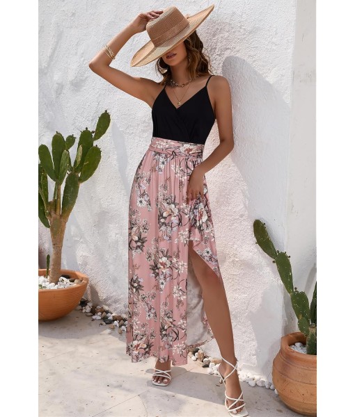 Newshows Women Summer 2025 Maxi Dress Vacation Floral Spaghetti Strap Spring Casual Boho Split Beach Long Flowy Sundress