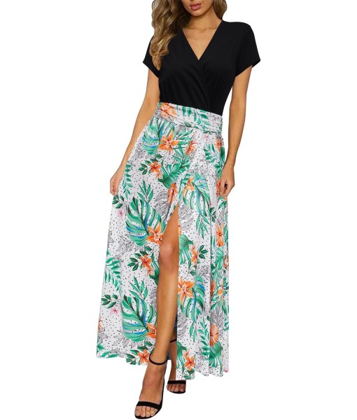 Newshows Women Summer 2025 Maxi Dress Vacation Floral Spaghetti Strap Spring Casual Boho Split Beach Long Flowy Sundress