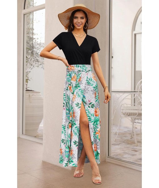 Newshows Women Summer 2025 Maxi Dress Vacation Floral Spaghetti Strap Spring Casual Boho Split Beach Long Flowy Sundress