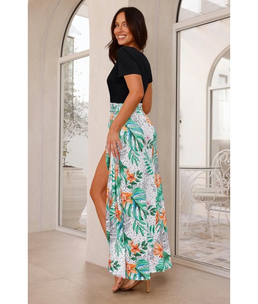 Newshows Women Summer 2025 Maxi Dress Vacation Floral Spaghetti Strap Spring Casual Boho Split Beach Long Flowy Sundress