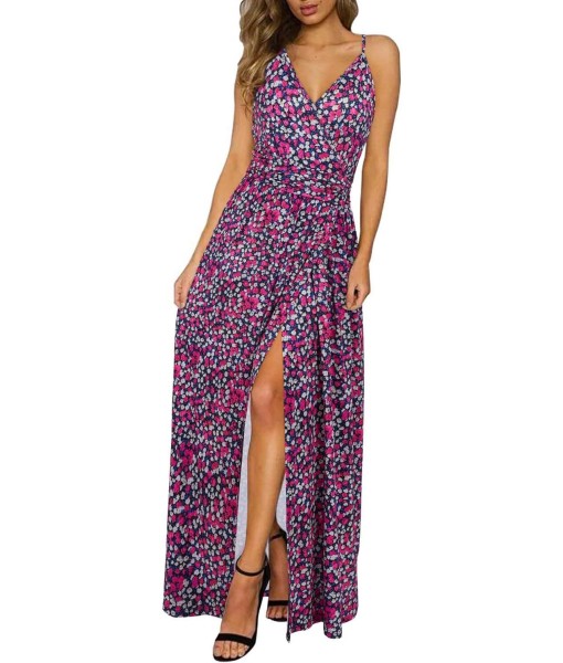Newshows Women Summer 2025 Maxi Dress Vacation Floral Spaghetti Strap Spring Casual Boho Split Beach Long Flowy Sundress
