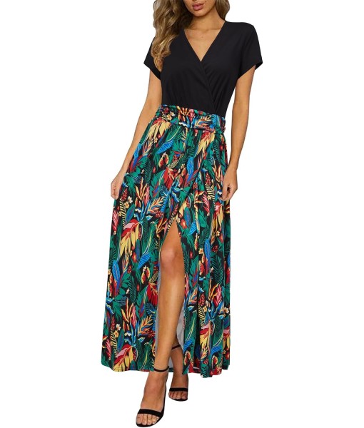 Newshows Women Summer 2025 Maxi Dress Vacation Floral Spaghetti Strap Spring Casual Boho Split Beach Long Flowy Sundress