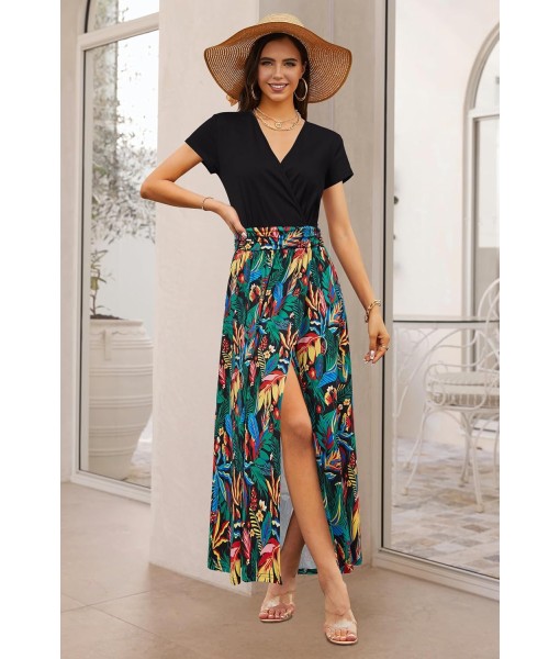 Newshows Women Summer 2025 Maxi Dress Vacation Floral Spaghetti Strap Spring Casual Boho Split Beach Long Flowy Sundress