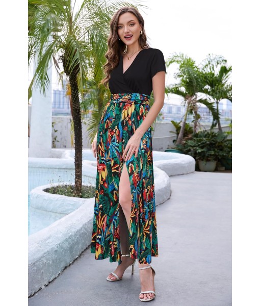 Newshows Women Summer 2025 Maxi Dress Vacation Floral Spaghetti Strap Spring Casual Boho Split Beach Long Flowy Sundress