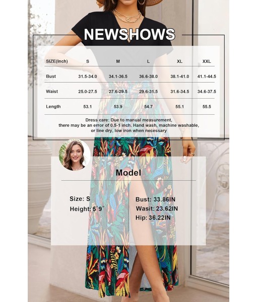 Newshows Women Summer 2025 Maxi Dress Vacation Floral Spaghetti Strap Spring Casual Boho Split Beach Long Flowy Sundress