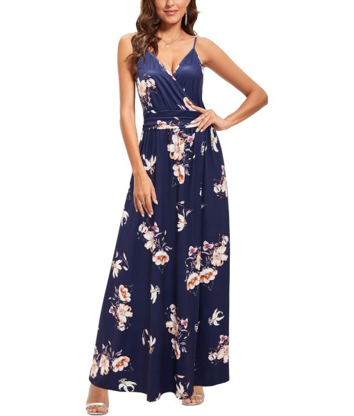 Newshows Women Summer 2025 Maxi Dress Vacation Floral Spaghetti Strap Spring Casual Boho Split Beach Long Flowy Sundress