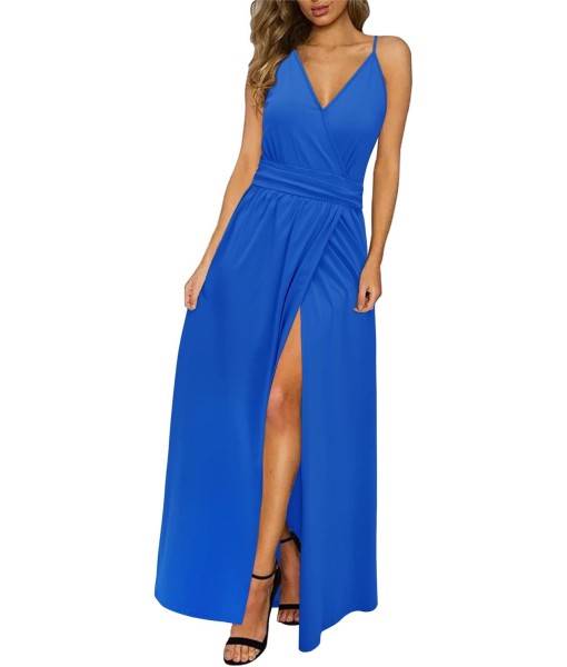 Newshows Women Summer 2025 Maxi Dress Vacation Floral Spaghetti Strap Spring Casual Boho Split Beach Long Flowy Sundress
