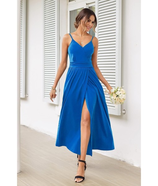 Newshows Women Summer 2025 Maxi Dress Vacation Floral Spaghetti Strap Spring Casual Boho Split Beach Long Flowy Sundress