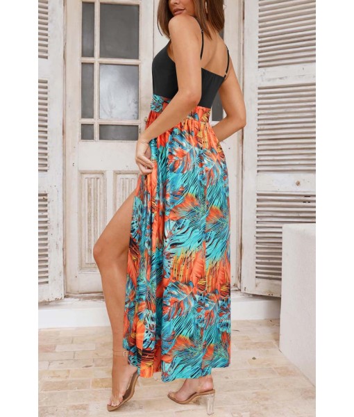Newshows Women Summer 2025 Maxi Dress Vacation Floral Spaghetti Strap Spring Casual Boho Split Beach Long Flowy Sundress