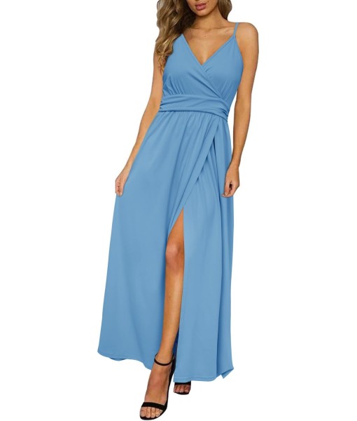 Newshows Women Summer 2025 Maxi Dress Vacation Floral Spaghetti Strap Spring Casual Boho Split Beach Long Flowy Sundress
