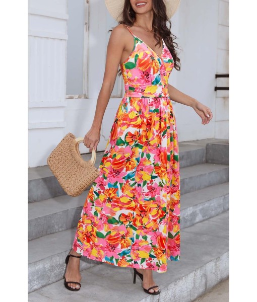 Newshows Women Summer 2025 Maxi Dress Vacation Floral Spaghetti Strap Spring Casual Boho Split Beach Long Flowy Sundress