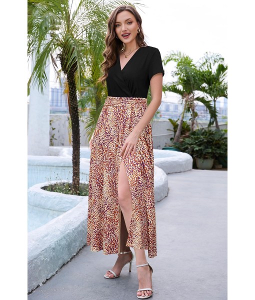 Newshows Women Summer 2025 Maxi Dress Vacation Floral Spaghetti Strap Spring Casual Boho Split Beach Long Flowy Sundress