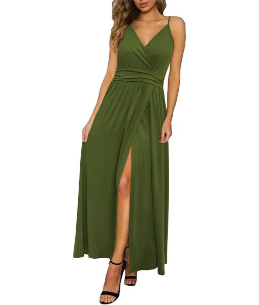 Newshows Women Summer 2025 Maxi Dress Vacation Floral Spaghetti Strap Spring Casual Boho Split Beach Long Flowy Sundress