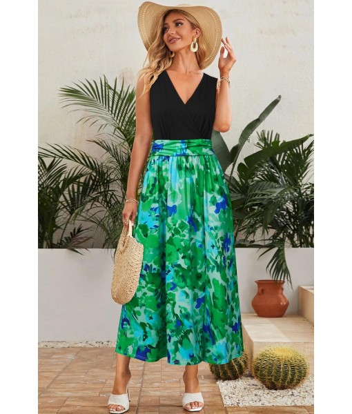 Newshows Women Summer 2025 Maxi Dress Vacation Floral Spaghetti Strap Spring Casual Boho Split Beach Long Flowy Sundress
