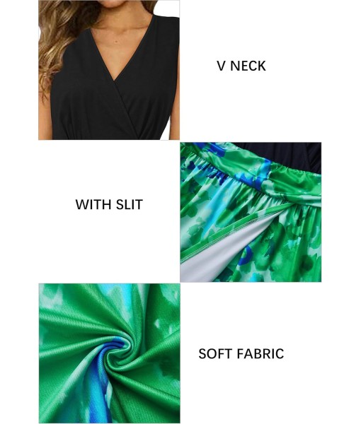 Newshows Women Summer 2025 Maxi Dress Vacation Floral Spaghetti Strap Spring Casual Boho Split Beach Long Flowy Sundress