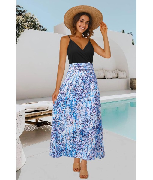 Newshows Women Summer 2025 Maxi Dress Vacation Floral Spaghetti Strap Spring Casual Boho Split Beach Long Flowy Sundress