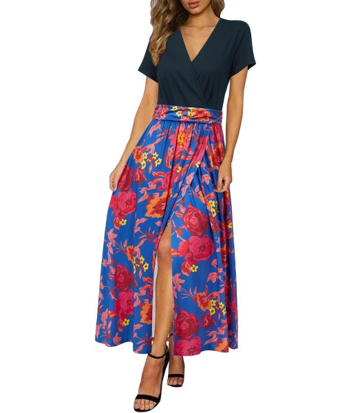 Newshows Women Summer 2025 Maxi Dress Vacation Floral Spaghetti Strap Spring Casual Boho Split Beach Long Flowy Sundress