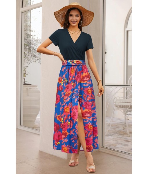 Newshows Women Summer 2025 Maxi Dress Vacation Floral Spaghetti Strap Spring Casual Boho Split Beach Long Flowy Sundress
