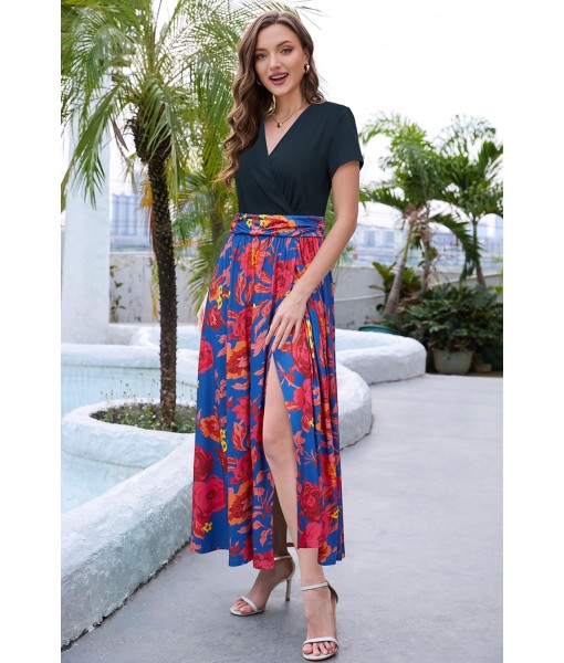 Newshows Women Summer 2025 Maxi Dress Vacation Floral Spaghetti Strap Spring Casual Boho Split Beach Long Flowy Sundress