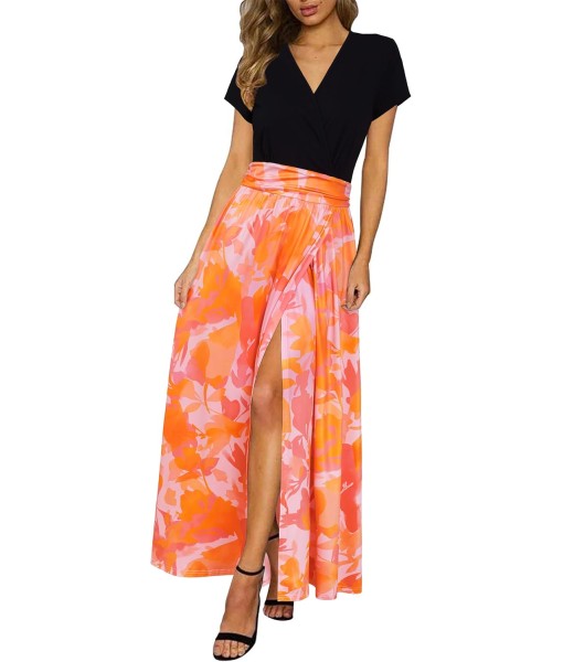 Newshows Women Summer 2025 Maxi Dress Vacation Floral Spaghetti Strap Spring Casual Boho Split Beach Long Flowy Sundress