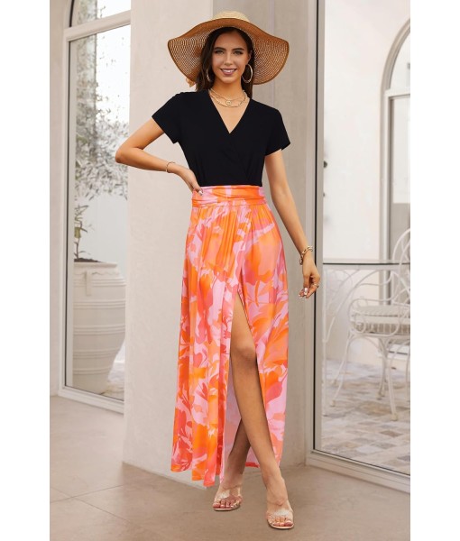 Newshows Women Summer 2025 Maxi Dress Vacation Floral Spaghetti Strap Spring Casual Boho Split Beach Long Flowy Sundress