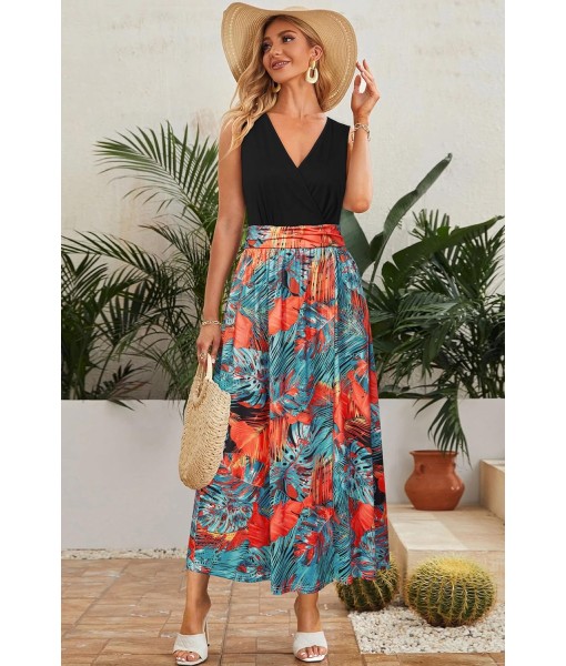 Newshows Women Summer 2025 Maxi Dress Vacation Floral Spaghetti Strap Spring Casual Boho Split Beach Long Flowy Sundress