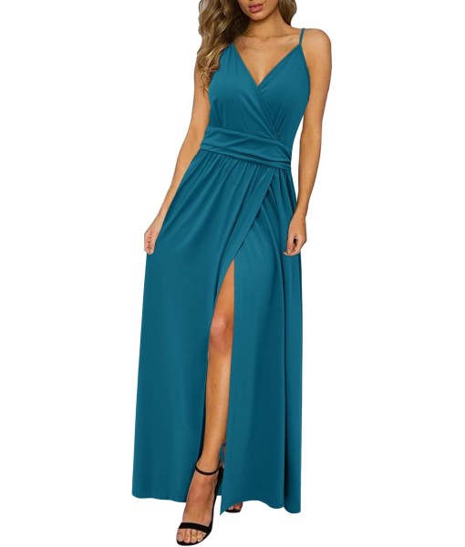 Newshows Women Summer 2025 Maxi Dress Vacation Floral Spaghetti Strap Spring Casual Boho Split Beach Long Flowy Sundress