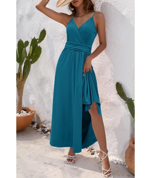 Newshows Women Summer 2025 Maxi Dress Vacation Floral Spaghetti Strap Spring Casual Boho Split Beach Long Flowy Sundress