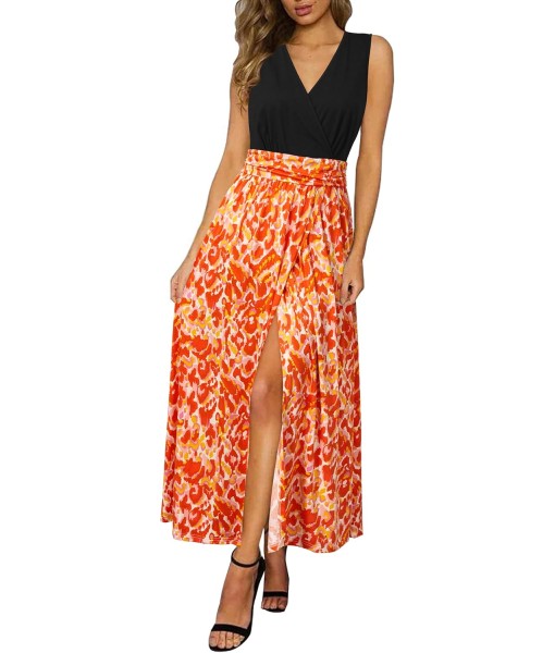 Newshows Women Summer 2025 Maxi Dress Vacation Floral Spaghetti Strap Spring Casual Boho Split Beach Long Flowy Sundress