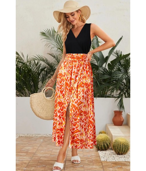 Newshows Women Summer 2025 Maxi Dress Vacation Floral Spaghetti Strap Spring Casual Boho Split Beach Long Flowy Sundress