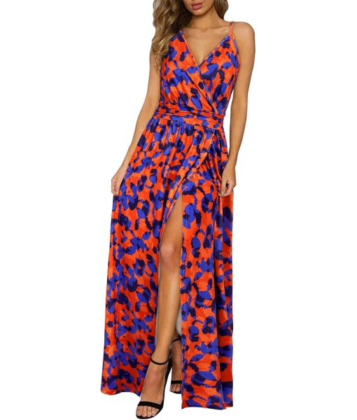 Newshows Women Summer 2025 Maxi Dress Vacation Floral Spaghetti Strap Spring Casual Boho Split Beach Long Flowy Sundress